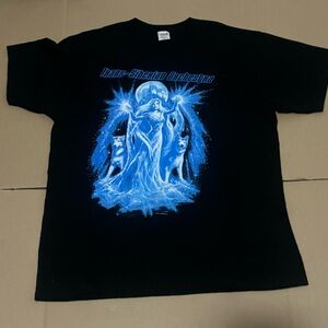 Gildan Black Short Sleeve Tee with Blue Graphic Design